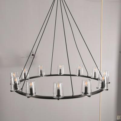 China Modern Hot Selling Modern Bronze Circle Pendant Lights Indoor Living Room Black Ring Chandelier for sale