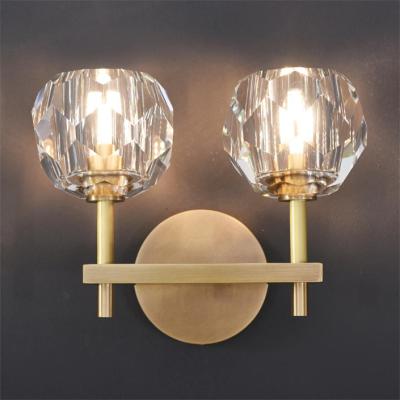 China Modern Indoor Home Led Wall Lamp Two Corner Brass Gold Wall Lights Bedroom Vanity Bathroom Stairs Sconces for sale