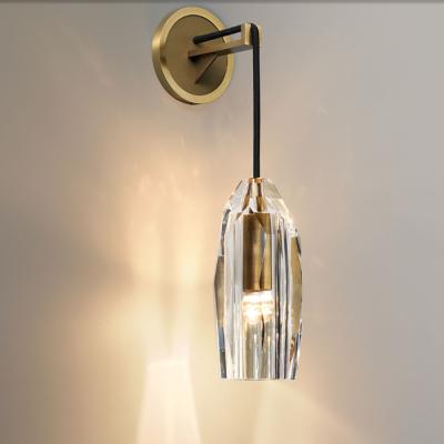 China Modern Home Decoration Modern Indoor Staircase Wall Sconce Wall Light Brass Crystal Lamp for sale