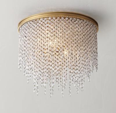 China Modern Decoration Bedroom Crystal Flush Mount Antique Brass Indoor Lighting Ceiling Light for sale