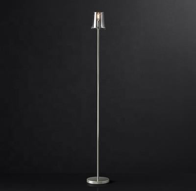 China Villa Light Brown Glass Shade Polished Nickel Traditional Customized Floor Lamp for sale