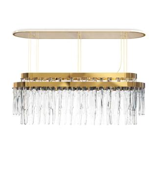 China Luxury Palace Rectangular Gold Plated Brass Luxury Lighting Suspension Ceiling Light for sale