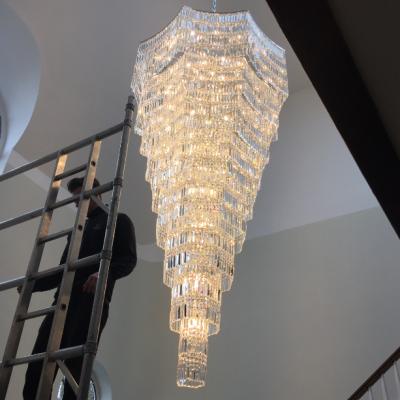 China Contemporary Hotel Lobby Large Modern Chrome K9 Crystal Chandelier for sale