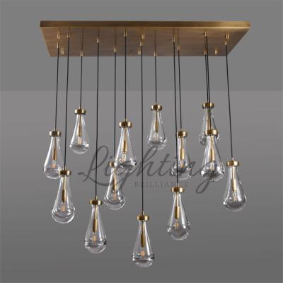 China 2021 Modern New High Quality Luxury Lighting Rectangular Dining Table K9 Crystal Raindrop Chandelier Pendant Lamp for sale