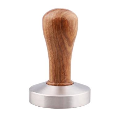 China Sustainable China Wood Handle Stainless Steel Espresso Coffee Tampers 58mm for sale