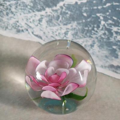 China China Murano Handblown Flower Colored Glass Paperweight for sale