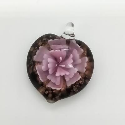 China Handmade Europe Art Glass Blown Flower Pendant Necklace Jewelry for sale