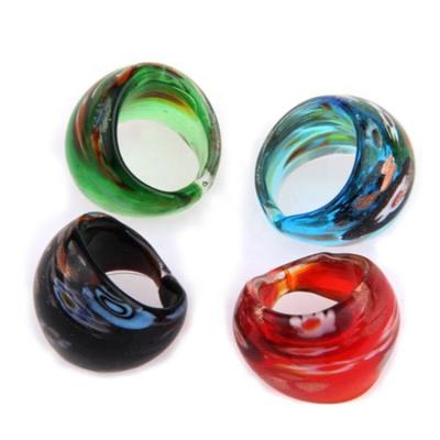 China Europe Wholesale Spell Murano Lampwork Mixed Glass Ring for sale