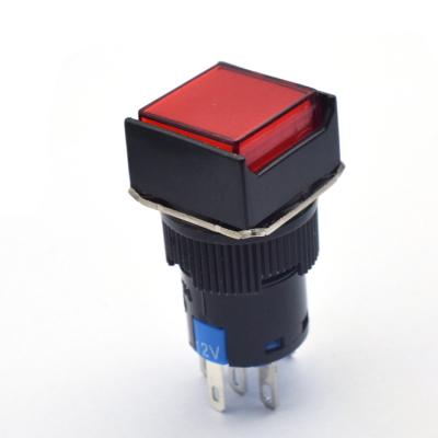 China LA160-16A CE 5A 250V Self-reset Push Button Switch Illuminated Momentary Square Push Button Switch with Light LA160-16A for sale