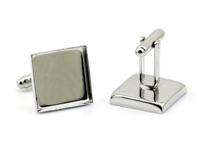 China Rectangle shape brass cufflink with nickle color for sale