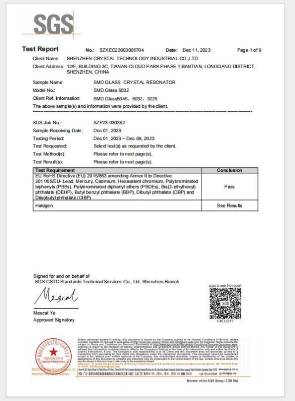 SGS-RoHS10项 - Shenzhen Crystal Technology Industrial Co., Ltd.