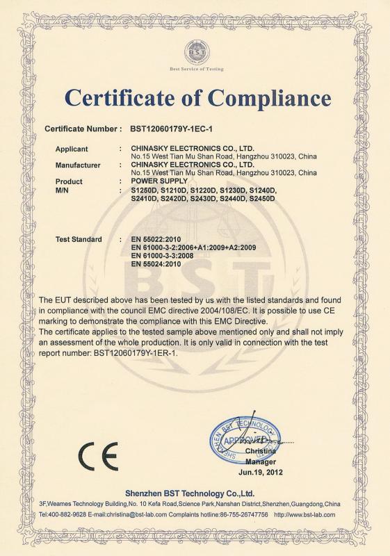 CE Certificate - Chinasky Electronics Co., Ltd