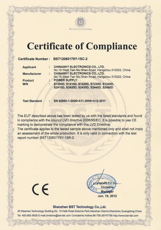 CE Certificate - Chinasky Electronics Co., Ltd