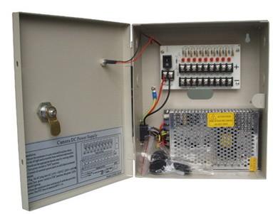 China 12V DC 5A 9 Channel CCTV Power Supplies , Surveillance Cameras Power Supply Box for sale