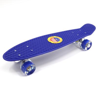 China Outdoor Sports Riding Factory Supply Accept 22 Inch Deck Fish Custom Complete Mini Plastic Panel Skateboard With LED Big Wheel for sale