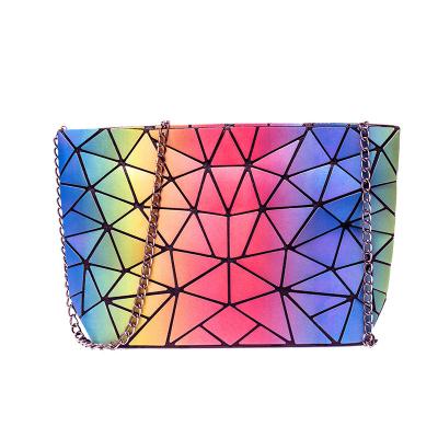 China Fashion Lady Colorful Laser Bag Luminous Geometric Rhombus Single Chain Cross - Body Shoulder Bag for sale