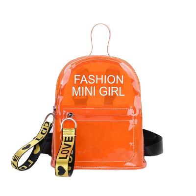 China Custom Cheap Custom LOGO Girls Waterproof Clear PVC School Bag Mini Transparent Backpack for sale