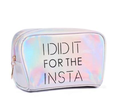 China Promotional Glitter Cosmetic Glitter Bag PU Fashion Laser Makeup Cosmetic Bag Pouch for sale