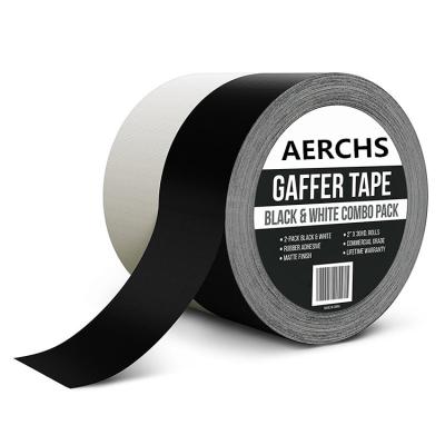 China Non Reflective Black And White Color Gaff Matte Cloth Gaffer Tape for sale