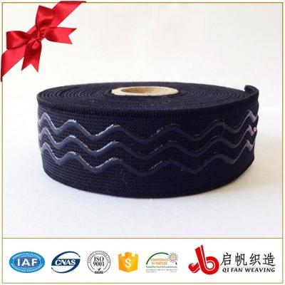 China Viable Custom Polyester Spandex Black Color Bias Woven Elastic Band for sale