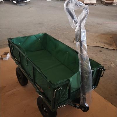 China Tools Heavy Duty 350kg Platform Garden Trolley Mesh Cart With Green Cloth Bucket TC4211 for sale