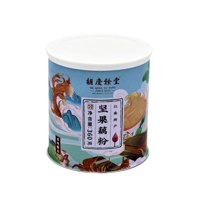 China Food Cylinder Coffee Packing Protein Powder Tin Cans With Lid For Lotus Root Starch for sale