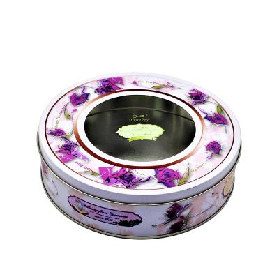 China Multifunctional Round Food Tin Boxes Customized Metal Easter Cookie Storage Box Cake Tin for sale