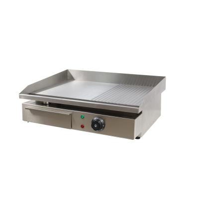 China Stainless Steel Table Top Half Flat Half Grooved Electric Griddle Grill With Two Burner v for sale