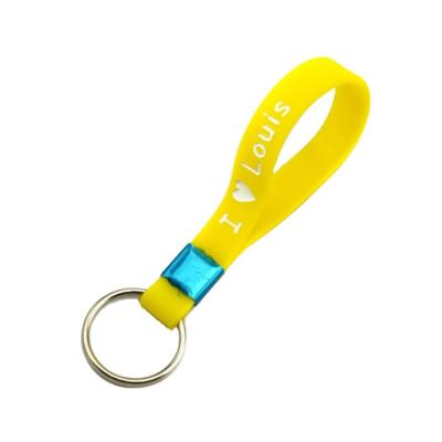 China Print CLASSIC Logo Promotion Silicone Keychain Key Chain Wristband With Key Holder for sale