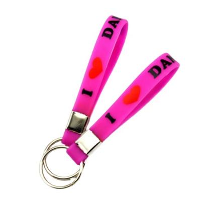 China CLASSIC Custom Silicone Wrist Band Silicone Key Chain Key Ring With Your Logo for sale