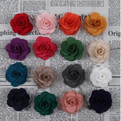 China Fashionable Custom Multi Color Fabric Flower Brooch Lapel Pin for sale