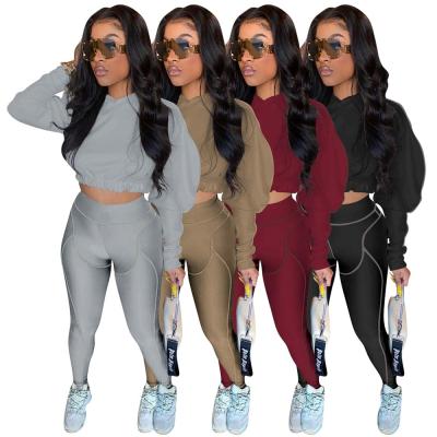 China Cropped Anti-pilling Hoodie Set Women Joggers Autumn 2021 Women Clothes Tracksuit Sportswear 2 Piece Pants Set for sale