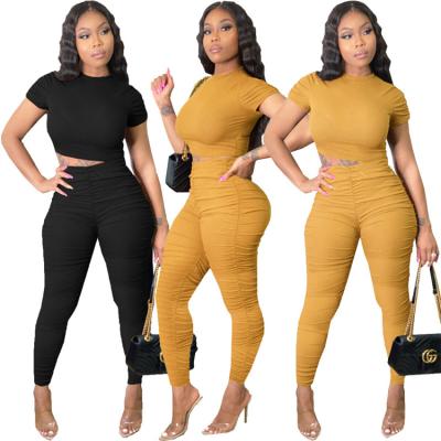 China O8062-2021 New Arrivals QUICK DRY Women's Sets Fashionable Ruffles Jogger Set Women Pants Two Piece Set for sale