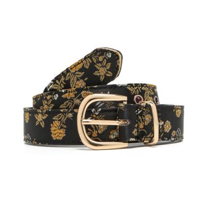 China Wholesale Fashion.Casual New Hand Embroidered Retro National Embroidery Style Women's PU Belt for sale