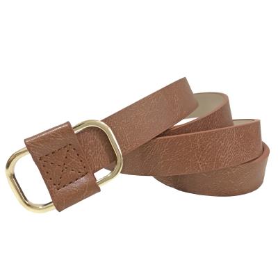 China Fashion.Casual 2021 Women's Simple Ladies' Style Belt Fashion Gold Buckle Retro Belt PU Leather Belt Brown for sale