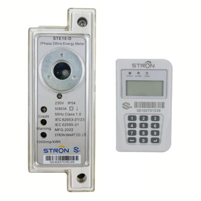 China DIN Rail Split Keypad Single Phase Prepaid Electricity Meter With CIU for sale