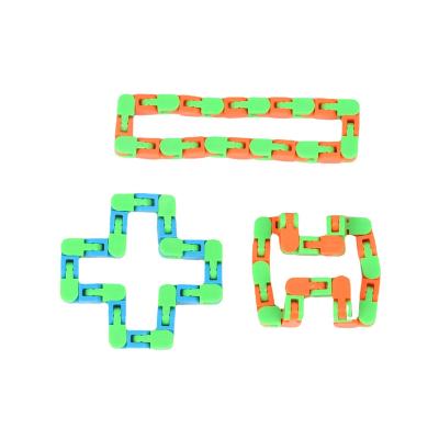 China Education Toys / Toss Toys / For Relieve Stress Hot Sale 24 Links Puzzle Cube Magic Toys Plastic Wiggle Sensory Snake And Click Wacky Track Educational Toys For Kids for sale