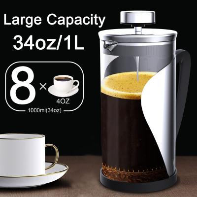 China Touch Screen Display Coffee Press French Coffee Maker with Temperature and Timer Functional Bottle 2 Layers Food Grade Glass Durable Materials for sale