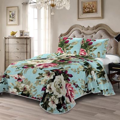 China Sustainable Custom Soft Comfortable Luxurious Flower Printed Polyester Ultrasonic Sheet Bedding Set for sale