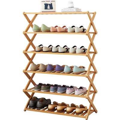 China Viable Foldable Bamboo Shoes Rack 3Tier Multifunctional Free Standing Shoe Rack Shoe Shelf Storage Organizer For Home for sale