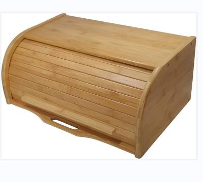 China Sustainable Natural Bamboo Lid Bread Rolling Storage Boxes For Kitchen Countertop Organizer Kitchen Bamboo Bread Box for sale