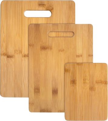 China Sustainable Bamboo Wooden 3-Piece Cutting Board Set 3 Size Matching Chopper For Kitchen for sale