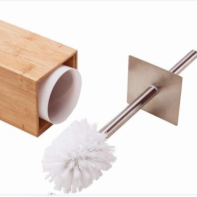 China Sustainable Bamboo Toilet Bowl Cleaner With Holder For Bathroom Natural BambooToilet Brush Holder Cleaning Brushes Accessories for sale