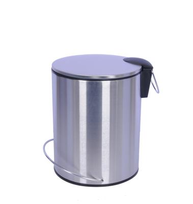 China Best Viable Selling Lid Bins Metal Pedal Dust Bin Slim Round Shape 3/5/12L Foot Pedal Bins for sale