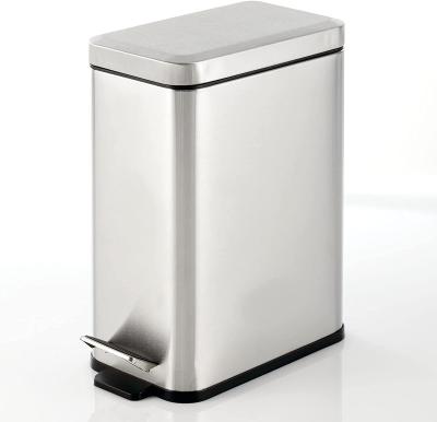 China Portable Household Stainless Steel Pedal Bin Powder Metal Dust Bin Viable Hot Selling Waste Liner Reuse for sale