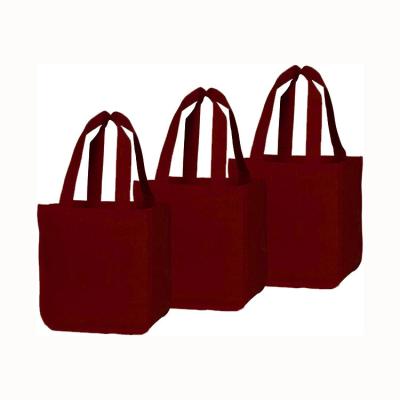 China Durable/Portable/Fashion Burgundy Color Hand LOGO Printing Canvas Shopping Bag Custom Tote Burgundy Bag for sale