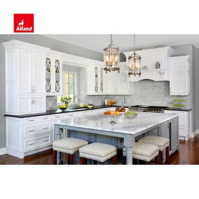 China AllandCabinet Traditional American Style Custom Design Solid Wood Two Tone Color Kitchen Cabinet With Factory Price for sale