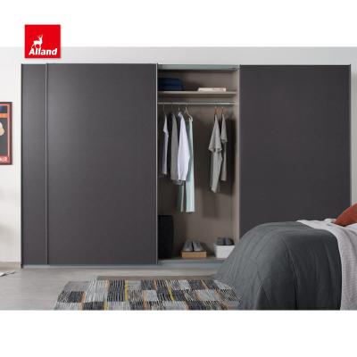 China (Other)Allandcabinet Adjustable Classic Black Bedroom Sliding Modern Wardrobe 3 Doors Customized Paint Cabinet For Organizing Furniture Made In China for sale