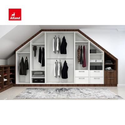 China Allandcabinets Modern Loft Sliding Wardrobes Wooden Closets With Reversing Door Panel for sale