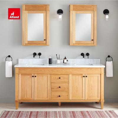 China Classic Craftsman Allandcabinet Craftsman Stained Bathroom Vanity Shaker Style Bathroom Cabinet With Mirror Wall Unit for sale